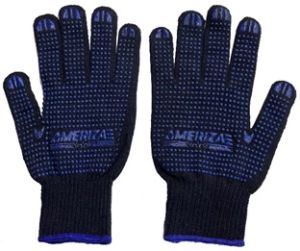 Cotton Knitted Gloves With Double Sided Heavy Duty Blue PVC Dots. (Unit : 12 Pairs / 1 Dozen)  