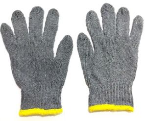 Grey Cotton Knitted Gloves. Made in Indonesia  (Unit : 12 Pairs / 1 Dozen)  