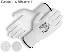 White Polyester Liner with White PU Palm Coated Glove.