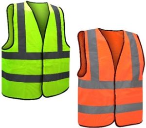 REFLECTIVE HIGH VISIBILITY VEST KNIT FABRIC VELCRO TYPE,FLUORESCENT YELLOW/ORANGE COLOR