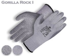 2-Ply Dark Grey Polycotton Palm Coated/Grey Crinkled Latex Glove. 