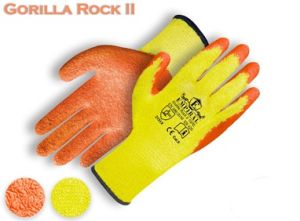 2-Ply Dark Yellow Polycotton Palm Coated/Orange Crinkled Latex Glove. 