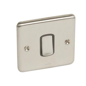 Legrand Plate Switch Synergy  1 Gang Intermediate 10 AX ,250 V, Authentic brushed stainless steel - 8 330 05