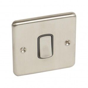 Legrand Push Switch Synergy  1 Gang  2 Way 10 A 250 V, Authentic brushed stainless steel - 8 330 07