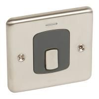 Legrand DP  20 A -250 V,1 Gang Switch Synergy with Blue LED Power indicator, Authentic brushed stainless steel -8 330 12