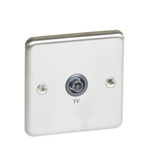 Legrand Synergy TV Socket Single Male, Authentic brushed stainless steel- 8 330 40