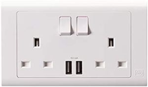 MK 13A 2G SOCKET WITH INTEGRAL 2 X USB CHARGING PORT - MV24344WHI