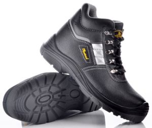 Safety Shoe Black embossed  leather