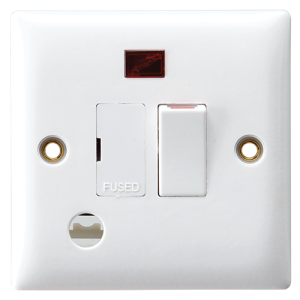 RR 13A Fused & DP Switch Spur unit with Neon with Flex Outlet - W4008