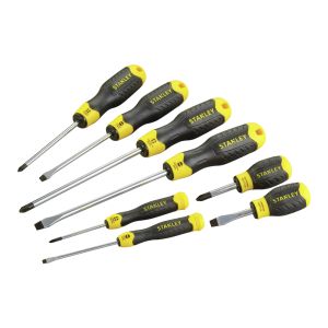 Stanley 8 Pcs Set Cushion grip screwdrivers with chrome plated bars.