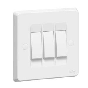 Tenby 3 gang 1 way, 10AX, 250 V Plate Switch, White -738031