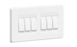 Tenby 6 gang 2 way, 10AX, 250 V Plate Switch, White -738062