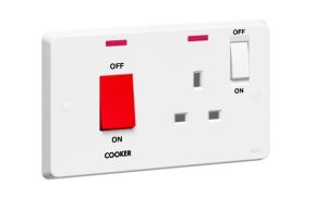 Tenby 45 A DP with 13 A DP Switched Socket &  Power Indicator, White - 738075