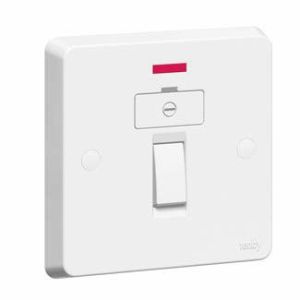 Tenby 13A DP Fused Connection Switch with Cord outlet & Power Indicator, White - 738039 