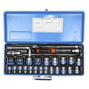 Taparia 1/2 Inch Square Drive Bihexagonal Socket Set, 22 Pcs - S-14MxL