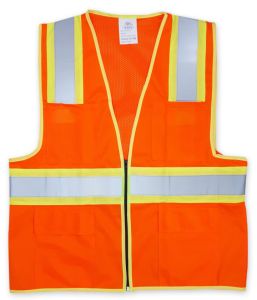 SAFETY VEST HI-VISIBILTY WITH DUAL COLOURS TAPE